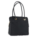 CELINE Circle Tote Bag Nylon Black Gold Auth 195054A-1