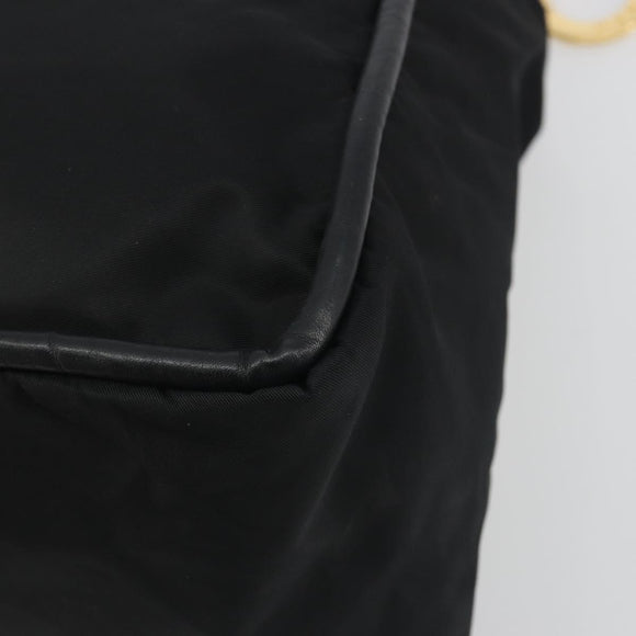CELINE Circle Tote Bag Nylon Black Gold Auth 195054A
