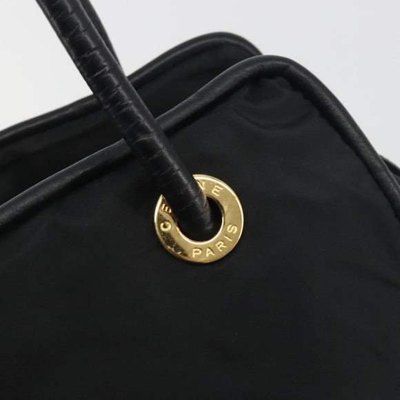 CELINE Circle Tote Bag Nylon Black Gold Auth 195054A