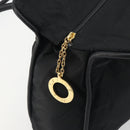 CELINE Circle Tote Bag Nylon Black Gold Auth 195054A-15