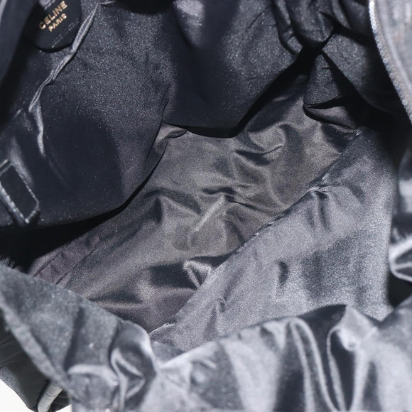 CELINE Circle Tote Bag Nylon Black Gold Auth 195054A