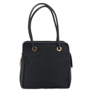CELINE Circle Tote Bag Nylon Black Gold Auth 195054A-2