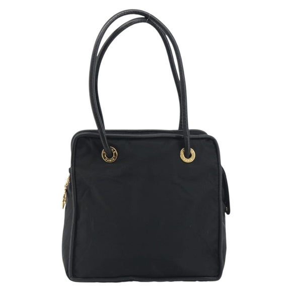CELINE Circle Tote Bag Nylon Black Gold Auth 195054A