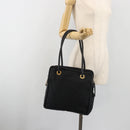 CELINE Circle Tote Bag Nylon Black Gold Auth 195054A-23