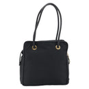 CELINE Circle Tote Bag Nylon Black Gold Auth 195054A-3