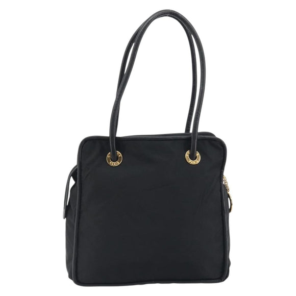 CELINE Circle Tote Bag Nylon Black Gold Auth 195054A