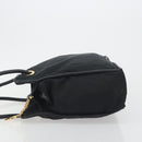 CELINE Circle Tote Bag Nylon Black Gold Auth 195054A-5