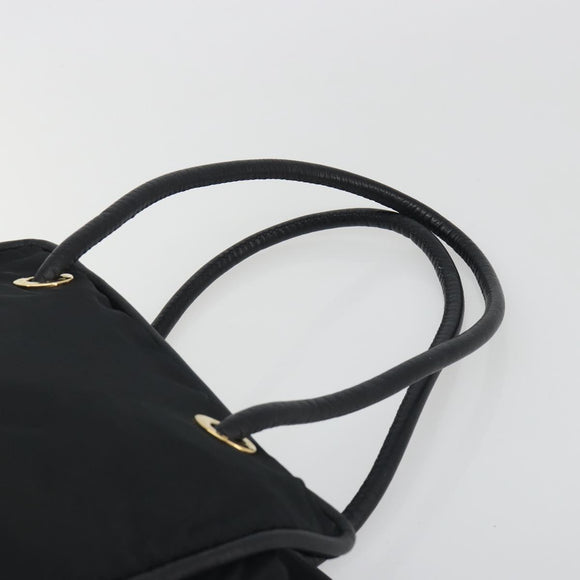CELINE Circle Tote Bag Nylon Black Gold Auth 195054A