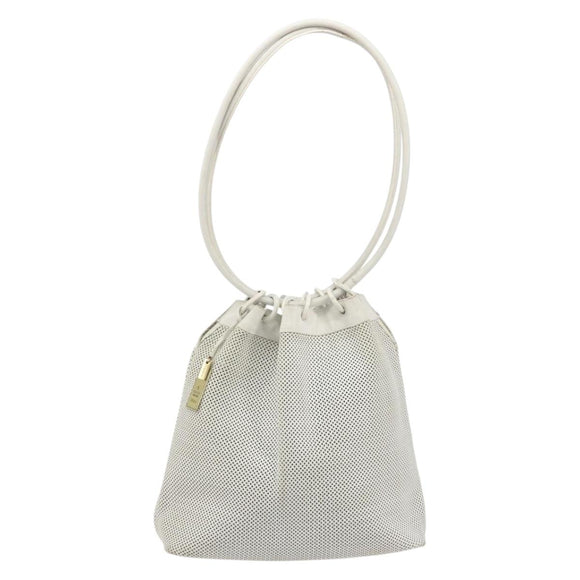 GUCCI Micro GG Canvas Shoulder Bag Leather White 90644 Auth 195055