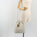 GUCCI Micro GG Canvas Shoulder Bag Leather White 90644 Auth 195055-23