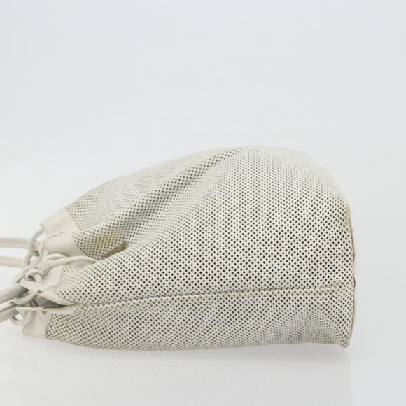 GUCCI Micro GG Canvas Shoulder Bag Leather White 90644 Auth 195055