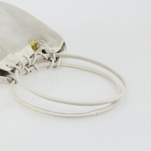 GUCCI Micro GG Canvas Shoulder Bag Leather White 90644 Auth 195055