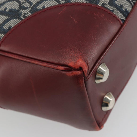 Christian Dior Trotter Canvas Hand Bag Navy Silver Auth 195056A