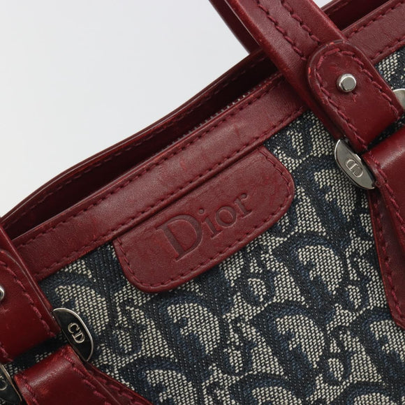 Christian Dior Trotter Canvas Hand Bag Navy Silver Auth 195056A