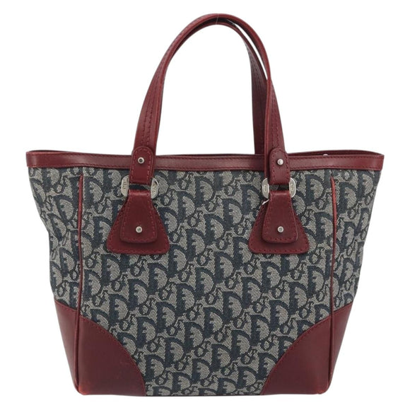 Christian Dior Trotter Canvas Hand Bag Navy Silver Auth 195056A