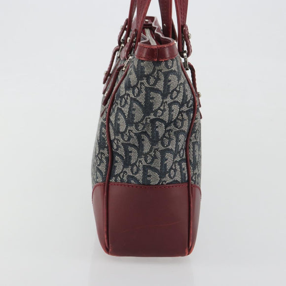Christian Dior Trotter Canvas Hand Bag Navy Silver Auth 195056A