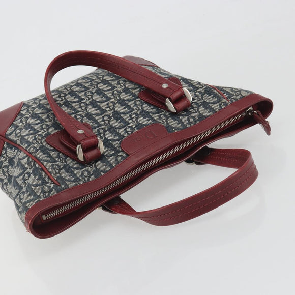 Christian Dior Trotter Canvas Hand Bag Navy Silver Auth 195056A