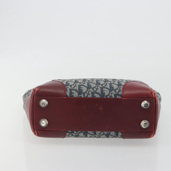 Christian Dior Trotter Canvas Hand Bag Navy Silver Auth 195056A