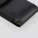 BURBERRY Pouch Leather Black Gold Auth 195059A-15
