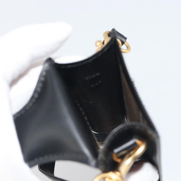 BURBERRY Pouch Leather Black Gold Auth 195059A