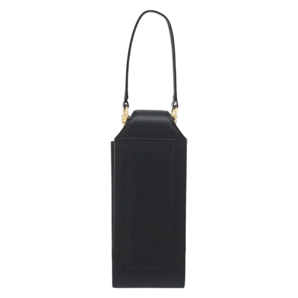 BURBERRY Pouch Leather Black Gold Auth 195059A