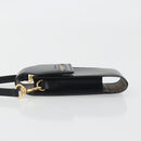 BURBERRY Pouch Leather Black Gold Auth 195059A-4