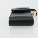 BURBERRY Pouch Leather Black Gold Auth 195059A-5