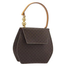 CELINE Macadam Canvas Star Ball Hand Bag PVC Leather Brown Gold Auth 195060-1