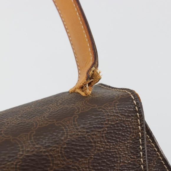 CELINE Macadam Canvas Star Ball Hand Bag PVC Leather Brown Gold Auth 195060