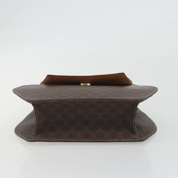 CELINE Macadam Canvas Star Ball Hand Bag PVC Leather Brown Gold Auth 195060