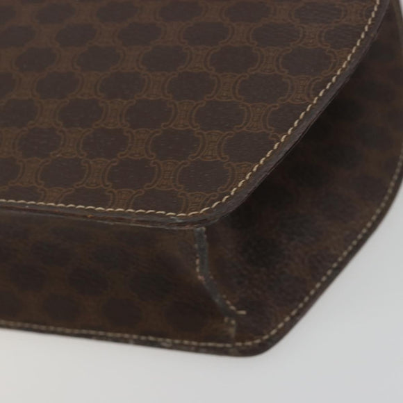 CELINE Macadam Canvas Star Ball Hand Bag PVC Leather Brown Gold Auth 195060