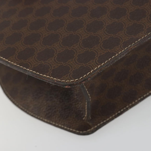 CELINE Macadam Canvas Star Ball Hand Bag PVC Leather Brown Gold Auth 195060