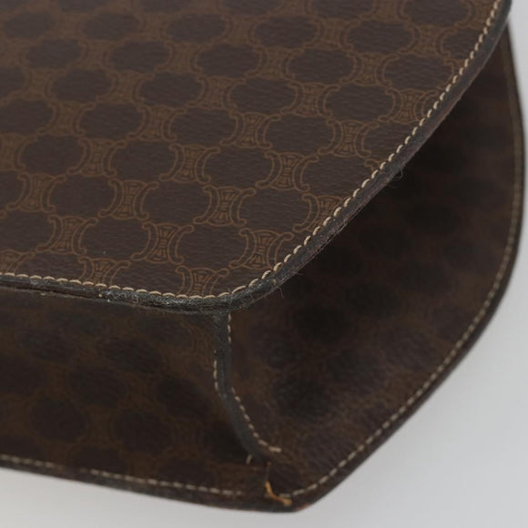CELINE Macadam Canvas Star Ball Hand Bag PVC Leather Brown Gold Auth 195060