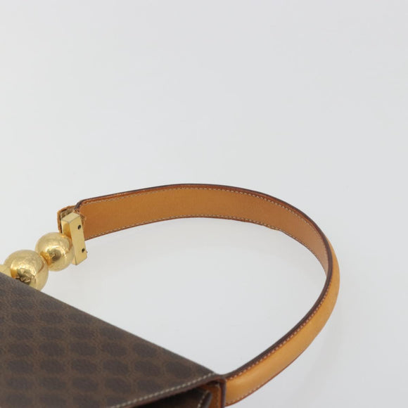 CELINE Macadam Canvas Star Ball Hand Bag PVC Leather Brown Gold Auth 195060