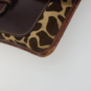 FENDI Shoulder Bag Harako leather Beige Silver Auth 195061-10
