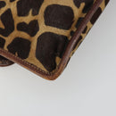FENDI Shoulder Bag Harako leather Beige Silver Auth 195061-13