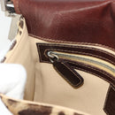 FENDI Shoulder Bag Harako leather Beige Silver Auth 195061-20