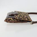 FENDI Shoulder Bag Harako leather Beige Silver Auth 195061-4