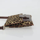 FENDI Shoulder Bag Harako leather Beige Silver Auth 195061-5