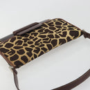FENDI Shoulder Bag Harako leather Beige Silver Auth 195061-6