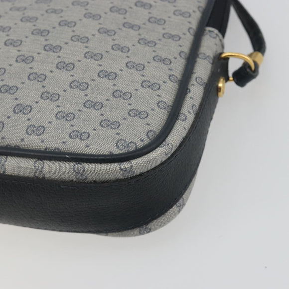 GUCCI Micro GG Canvas Shoulder Bag PVC Navy Gold Auth 195064
