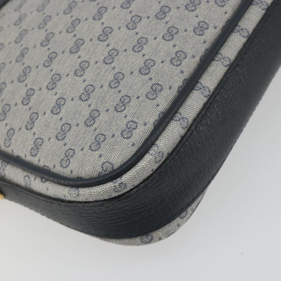 GUCCI Micro GG Canvas Shoulder Bag PVC Navy Gold Auth 195064