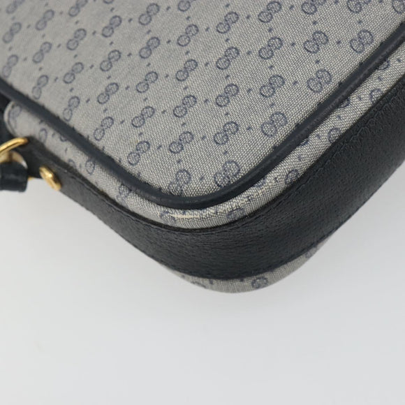 GUCCI Micro GG Canvas Shoulder Bag PVC Navy Gold Auth 195064
