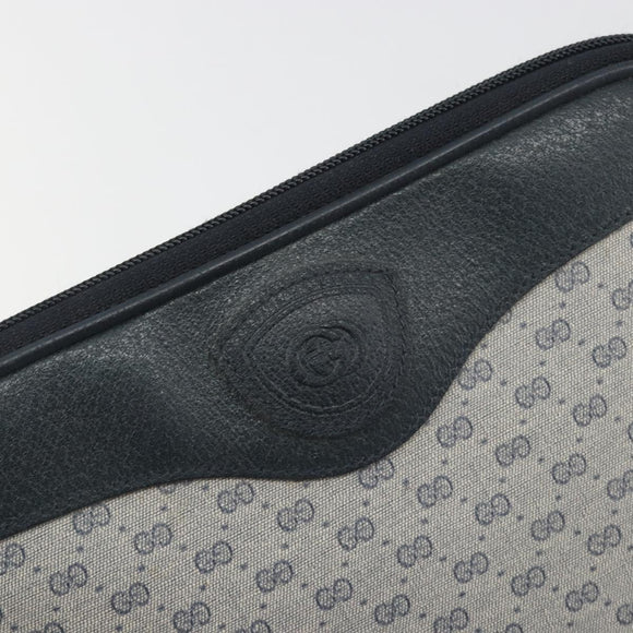 GUCCI Micro GG Canvas Shoulder Bag PVC Navy Gold Auth 195064
