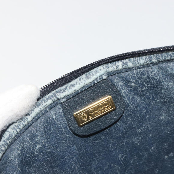 GUCCI Micro GG Canvas Shoulder Bag PVC Navy Gold Auth 195064