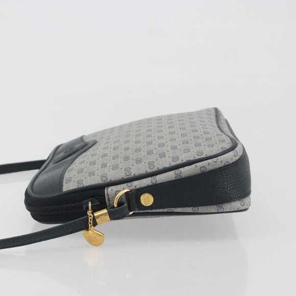 GUCCI Micro GG Canvas Shoulder Bag PVC Navy Gold Auth 195064