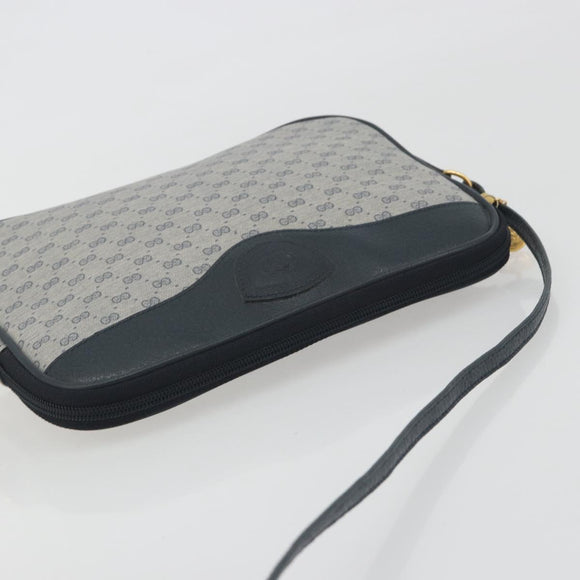 GUCCI Micro GG Canvas Shoulder Bag PVC Navy Gold Auth 195064