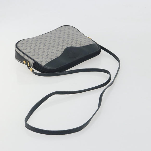 GUCCI Micro GG Canvas Shoulder Bag PVC Navy Gold Auth 195064