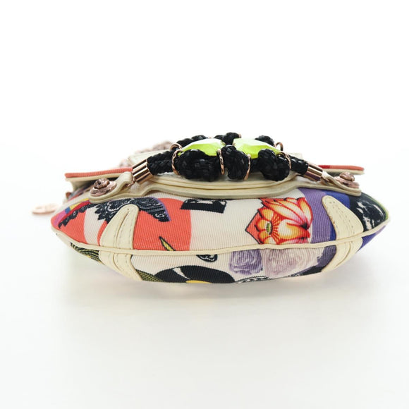 VERSACE Chain Shoulder Bag Canvas Multicolor Gold Auth 195065M