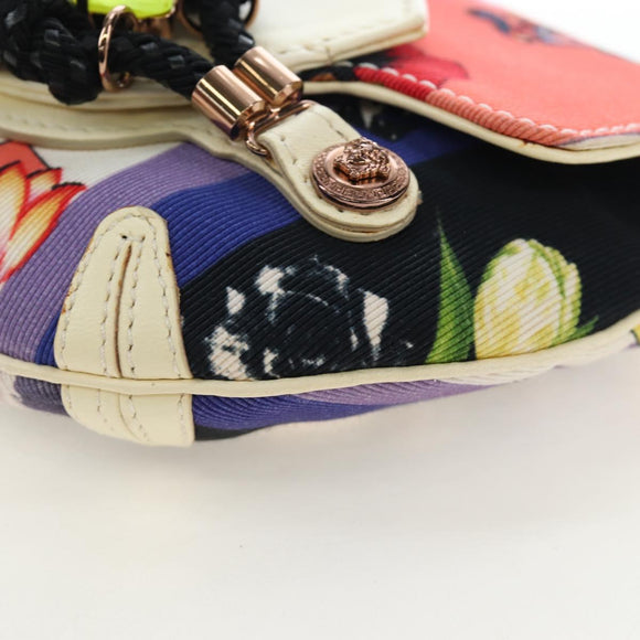VERSACE Chain Shoulder Bag Canvas Multicolor Gold Auth 195065M